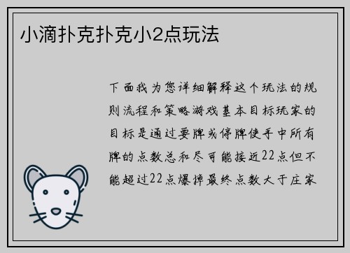 小滴扑克扑克小2点玩法